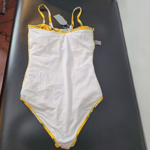 NWT - Smismivo Yellow Floral One-Piece Swimsuit With Ruched Front & Adjustable S - Picture 6 of 16